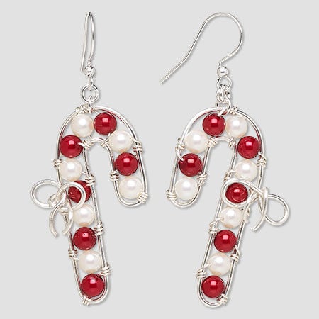 Candy cane wire wrapped earrings